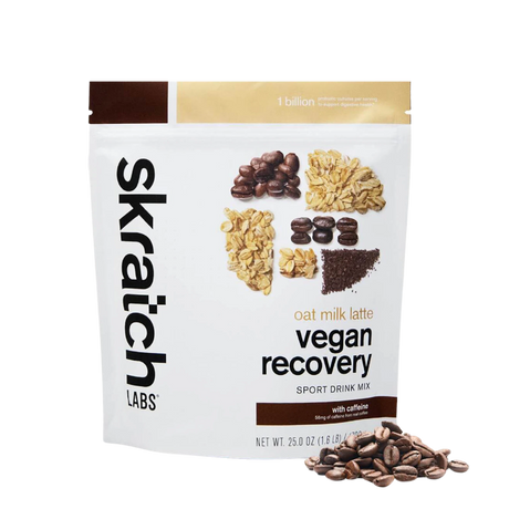 Skratch Labs vegan recovery oat milk latte