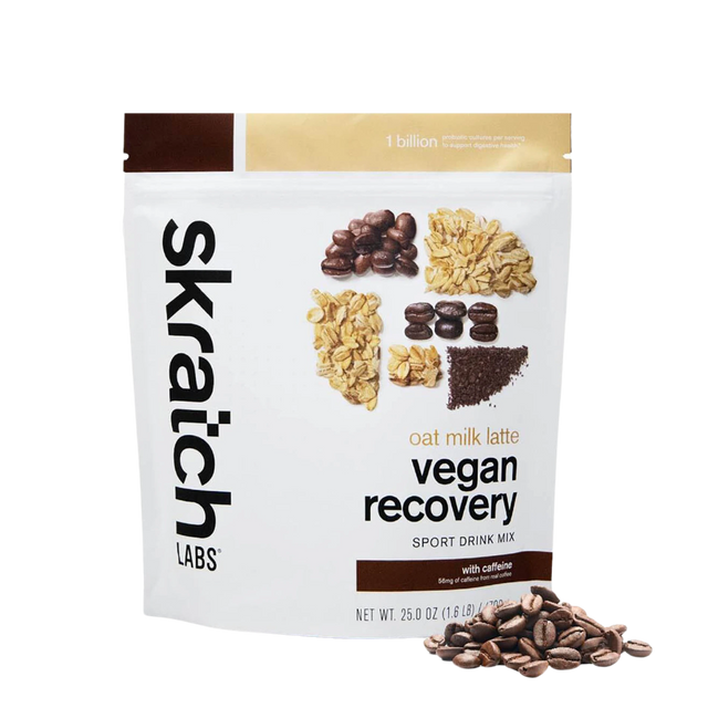 Skratch Labs vegan recovery oat milk latte